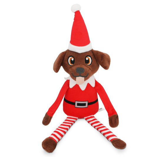 Pooch on a Perch – Festive Elf Dog Toy with Squeaker & Crinkle Paper
