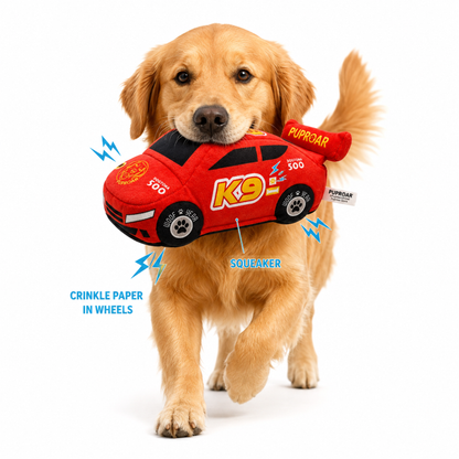 Stock Car Race Car Dog Toy- Plush & Squeaky Dog Gift