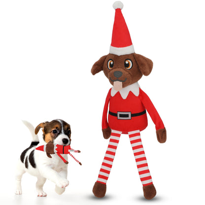 Pooch on a Perch – Festive Elf Dog Toy with Squeaker & Crinkle Paper