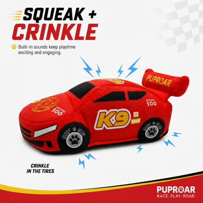 Stock Car Race Car Dog Toy- Plush & Squeaky Dog Gift