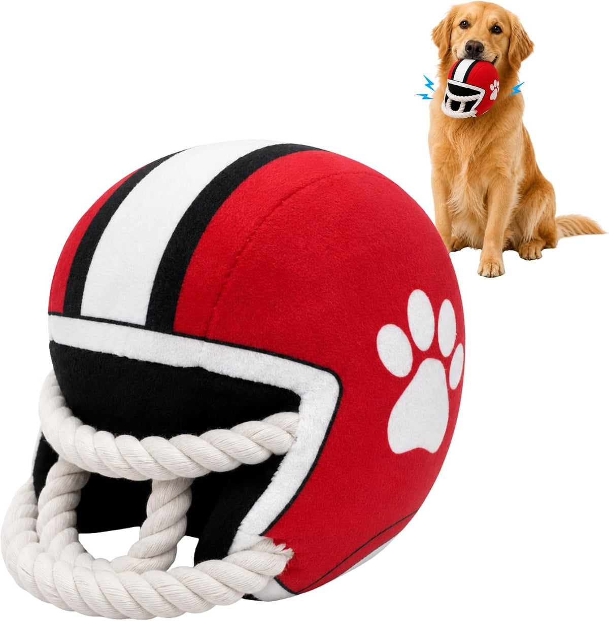 PUPROAR football helmet dog toy, Red/White
