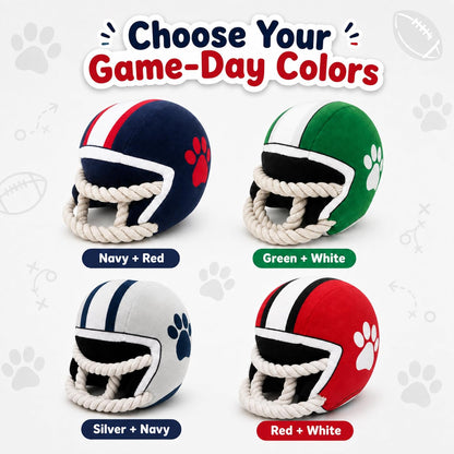 PUPROAR Football Helmet Squeaky Dog Toy with Rope - Funny Dog Birthday Gift