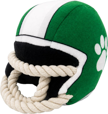 PUPROAR Football Helmet Squeaky Dog Toy with Rope - Funny Dog Birthday Gift