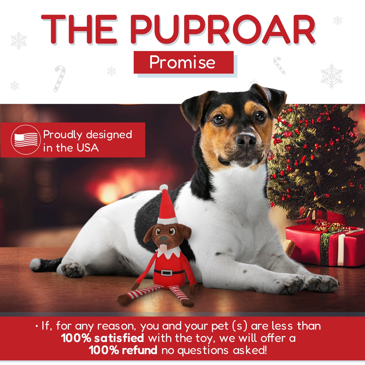 Pooch on a Perch – Festive Elf Dog Toy with Squeaker & Crinkle Paper