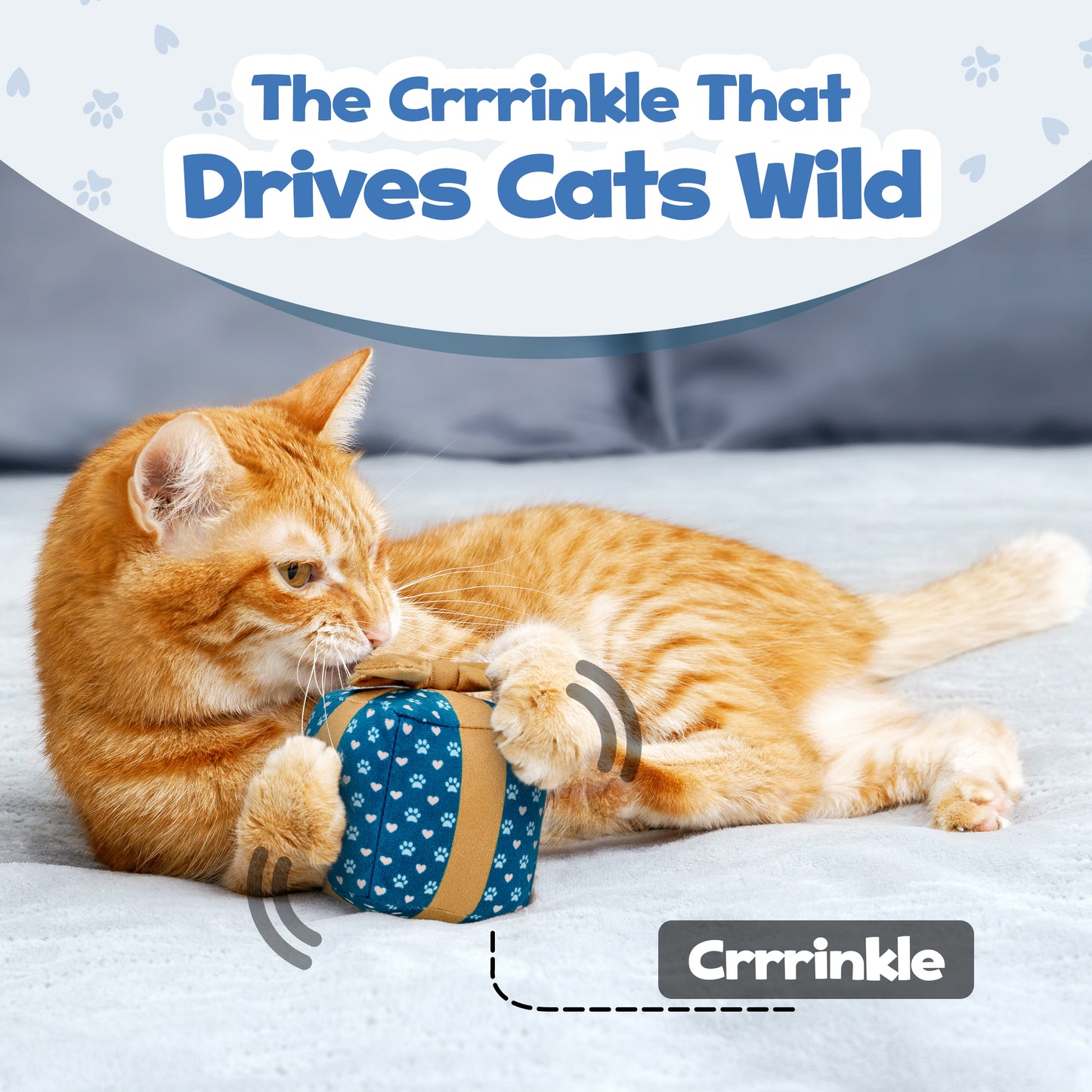 Cat Gift Box Catnip Toy – Crinkle Cat Toy for Indoor Cats, Cute Plush Birthday Present Kitty Toy with Catnip Inside