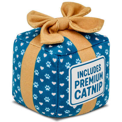 Cat Gift Box Catnip Toy – Crinkle Cat Toy for Indoor Cats, Cute Plush Birthday Present Kitty Toy with Catnip Inside