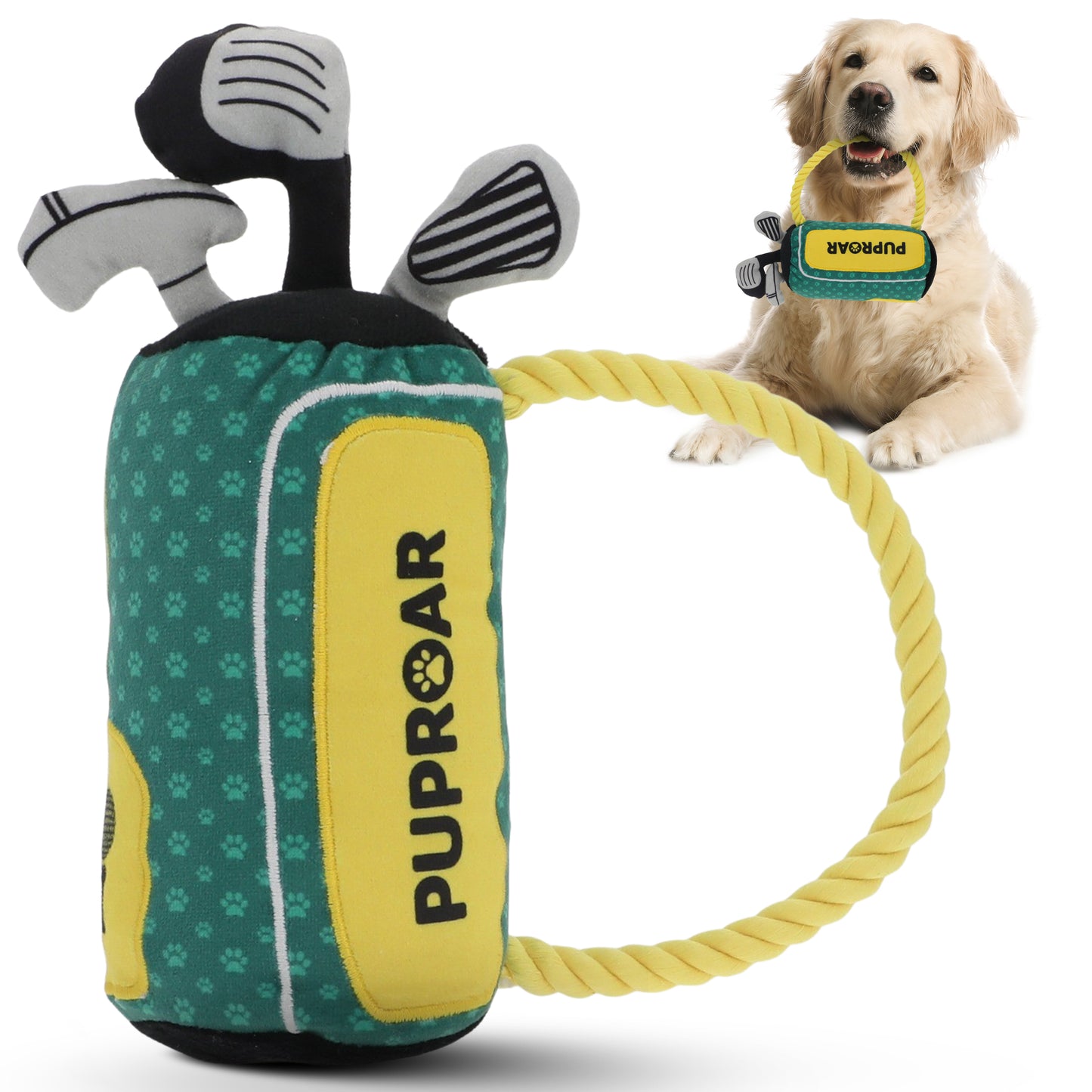 PUPROAR Golf Squeaky and Crinkle and Squeaky Dog Toy- Ideal Birthday Dog Toy